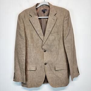 H&M Linen Blazer Sport Coat Mens Size 44 Beige 2 Button Notched Coastal Cruise